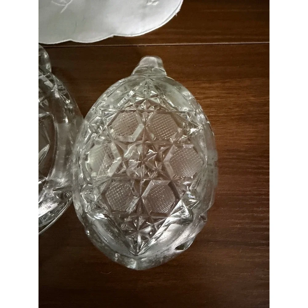 American Brilliant Period Style Cut Glass Creamer and Sugar Set, Vintage Crystal
